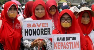 Para honorer yang menggelar aksi beberapa waktu lalu. Foto : Dok Sumselheadline.