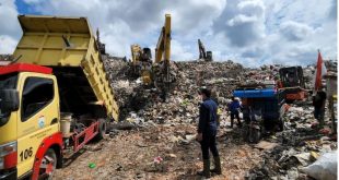 Suasana sampah di TPA Sukawinatan, Palembang, yang dijadikan bahan baku energi listrik. Foto : Dok Sumselheadline.