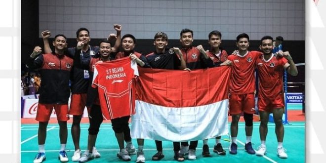 Tim beregu putra Indonesia berhasil meraih medali emas bulutangkis pada ajang SEA Games, Kamboja, Kamis (11/5/2023). Foto : IG PB PBSI.
