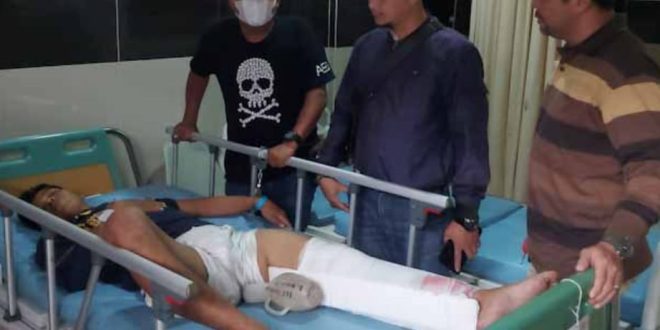 Reza, salah satu tersangka yang melakukan penodongan, Selasa (20/6/2023). Foto : Sumselheadline/Ela.