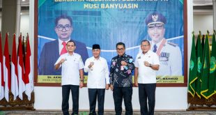 Pj Bupati Muba , Apriyadi bersama Ketua DPN IKAPTK, Akmal Malik di Guest House Serasan Sekate Sekayu, Rabu (21/6/2023). Foto : Dinkominfo Muba.