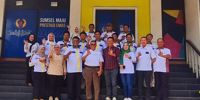 Pengurus KONI OKU Selatan datang ke KONI Sumsel koordinasi tentang Porprov, Rabu (22/6/2023). Foto : Sumselheadline/Gih.