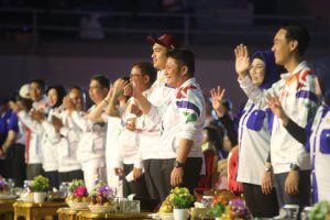 Gubernur Sumsel Herman Deru menghadiri Opening Ceremony Peparpenas X 2023 di PSCC Palembang, Selasa (1/8/2023) malam. Foto : Humas Pemprov Sumsel