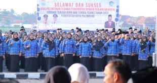 Para PPPK Kota Palembang saat dilantik oleh Walikota Harnojoyo di BKB, Selasa (29/8/2023). Foto : Kominfo Palembang.
