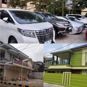 Mobil mewah dan bangunan dan tanah minimarket milik selebgram Palembang, Adelia ikut disita polisi. Foto : Dok Polisi.
