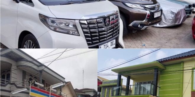 Mobil mewah dan bangunan dan tanah minimarket milik selebgram Palembang, Adelia ikut disita polisi. Foto : Dok Polisi.