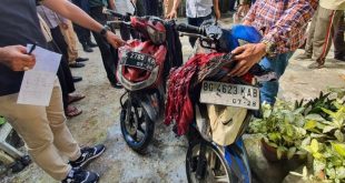 Sepeda motor milil Yulius yang terbakar, Selasa (29/8/2023). Foto : SUmselheadline/Ela.