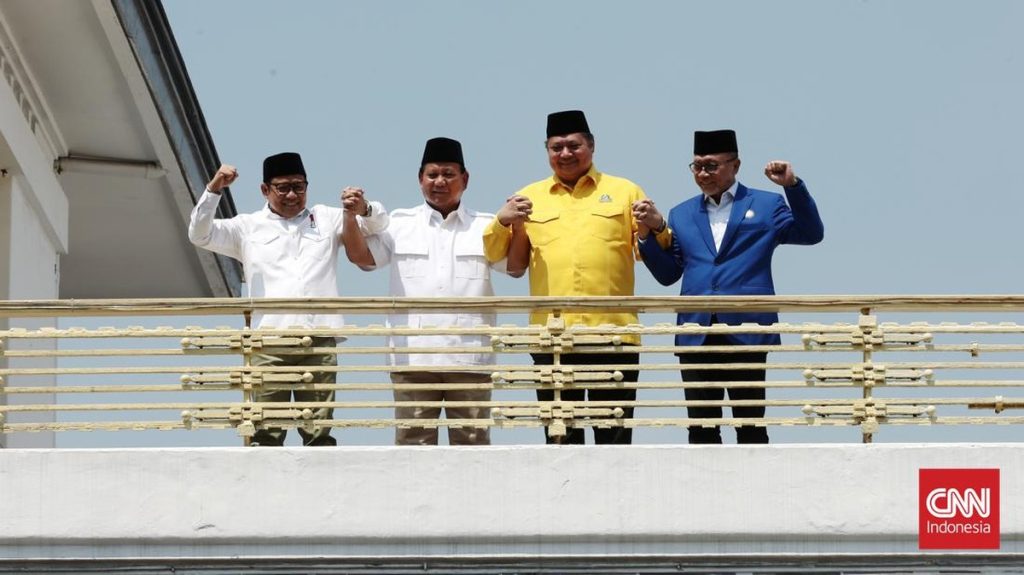 PAN, Golkar, PKB, dan Gerindra deklarasi dukung Capres Prabowo. Foto : CNN Indonesia.
