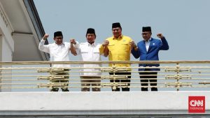 PAN, Golkar, PKB, dan Gerindra deklarasi dukung Capres Prabowo. Foto : CNN Indonesia.
