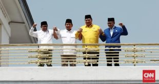 PAN, Golkar, PKB, dan Gerindra deklarasi dukung Capres Prabowo. Foto : CNN Indonesia.