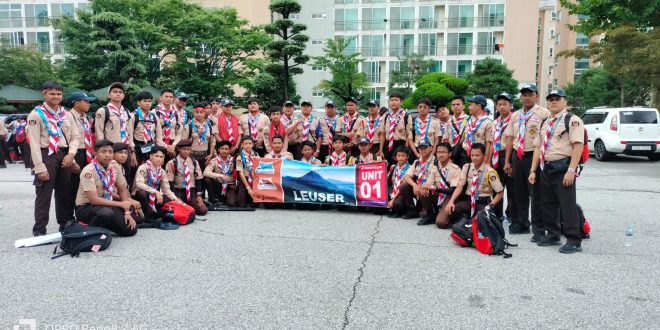Para peserta Jambore Internasional tergtabung dalam Katrol 1 wilayah Bengkulu, Babel dan Sumsel saat berada di Korea Selatan. Foto : Dok Pribadi Muri.