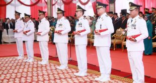 Tujuh Penjabat Bupati dan Walikota di Sumsel saat dilantik di Griya Agung, Palembang, Senin (18/9/2023). Foto : Humas Pemprov Sumsel.