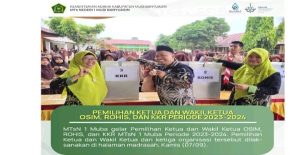 Suasana pemilihan ketua OSIM di MTSN 1 Muba, Kamis (7/9/2023). Foto : Dok MTSN 1 Muba.