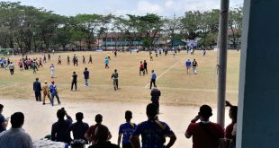 Sempat terjadi kericuhan dalam pertandingan sepakbola Porprov saat berhadapan kesebelsan Muba dan OKU Selatan. Namun kericuhan ceoat diantisipasi oleh jajaran Polri dan Kodim setempat, Selasa (19/9/2023). Foto : Dok Humas PB Porprov XIV.