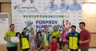 Para atlet senam Muba yang berhasil meraih empat emas, dua perak, dan satu perunggu di Porprov XIV Lahat. Foto : Dok Tim Senam Muba.