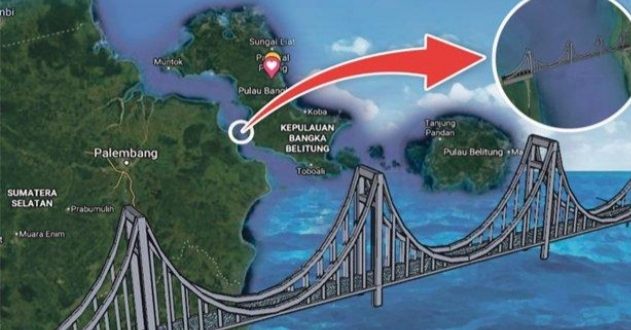 Grafis ilustrasi rencana jembatan menghubungkan Sumsel dan Bangka. Foto : bangkapos.com