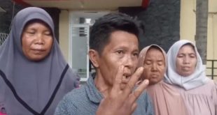 Nurmin bersama tiga istri korban yang diculik melapor ke Polda Sumsel, Minggu (5/11/2023). Foto : Sumselheadline/Ela