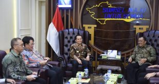Pj Gubernur Sumsel, Agus Fatoni menerima kunjungan Deputi BPS RI, Habibullah dan pejabat BPS Sumsel, Jumat (17/11/2023). Foto : Humas Pemprov Sumsel.