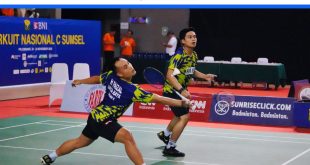 Hafiz Faisal/Reza bermain agresif dan menjadi juara ganda putra dewasa BNI Sirnas C Sumsel, Sabtu (25/11/2023). Foto : Dok Humas Panitia Sirnas