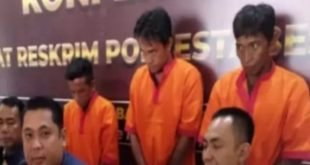 Tiga pelaku pemerasan bus pariwisata di kawasan Menpora Palembanag ditangkap, Kamis (30/11/2023). Foto : Sumselheadline/Ela.