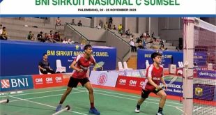 Bermain di kategori ganda dewasa U23, due Budi/Darren dari PB Bintang Kejora kalah atas Binar Putra/Zidane dari PB Jaya Raya, Selasa (21/11/2023). Foto : Dok Humas Panitia Sirnas.
