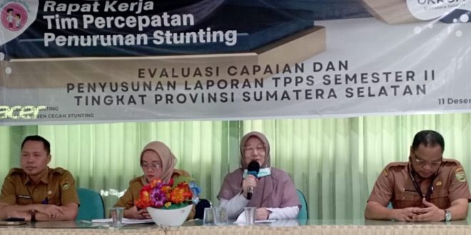 Rapat Evaluasi Capaian dan Penyusunan Laporan Tim Percepatan Penurunan Stunting (TPPS) Semester II Tingkat Provinsi Sumsel, Senin (11/12/2023). Foto : Sumselheadline/Pitria.