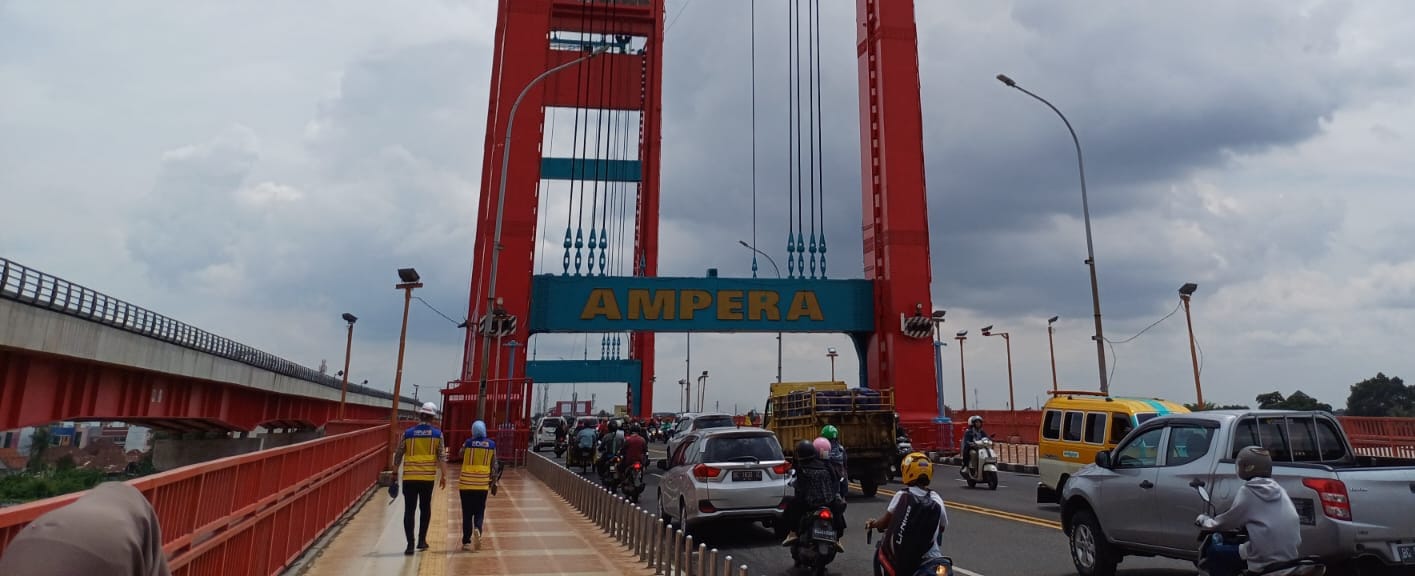 Tower Jembatan Ampera, yang dalam tahun 20024 ini lift-nya bisa digunakan, Rabu (17/1/2024). Foto: Sumselheadline/Pitria.