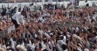 Kehadiran ANies Baswedan di BKB Palembang disambut puluhan ribu massa simpatisan, Kamis (25/1/2024). Foto: Tribunsumsel.