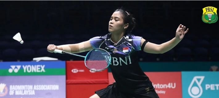 Gregoria saat tampil di 32 besar Malaysia Open, Rabu (10/1/2024). Foto: IG PB PBSI.