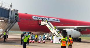Pemberangkatan jemaah haji tahun 2023 lewat Saudi Arabia Air LIne. Foto: Dok Sumselheadline.