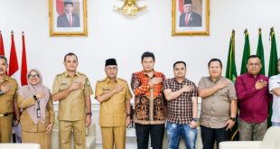 Para anggota komisioner KPUD Muba saat bersilaturrahim dengan Pj Bupati Muba, Apriyadi, Senin (15/1/2024). Foto: Dinkominfo Muba.