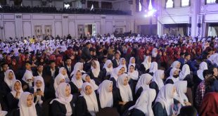 Ribuan pelajar di Palembang ikut sosialisasi pemilu di The Sultan Convention, Palembang, Senin (22/1/2024). Foto: Dinkominfo Palembang.