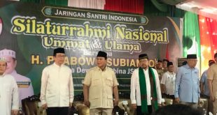 Capres 02 Prabowo Subianto menghadiri kegiatan Silaturahmi Nasional Ummat dan Ulama Jaringan Santri Indonesia (JSI) bertempat di Museum Al Quran Raksasa, Selasa (9/1/2024). Foto: Sumselheadline/Ferly