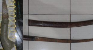 Senjata tajam yang jadi barang bukti. Foto: Dok polisi.