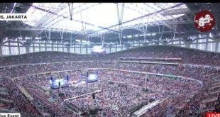 Suasana massa pendukung AMIN memenuhi Stadion JIS, Jakarta, Sabtu (10/2/2024). Foto: screenshot MetroTV.