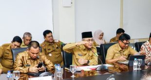 Pj Bupati Muba, Apriyadi saat paparan di hadapan Pj Gubernur Sumsel di Pemprov Sumsel, Selasa (20/2/2024). Foto: Dinkominfo Muba.