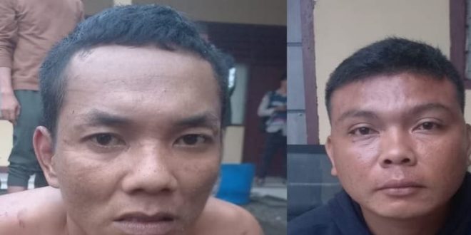 Herly Diansyah (36) dan Nopriandi (27), pelaku bekal mahasiswa Unsri, Rabu (7/2/2024). Foto: Sumselheadline/Ela.