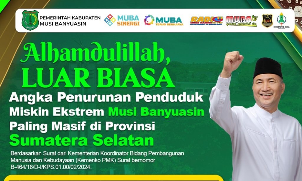 Ilustrasi Pj Bupati Muba, Apriyadi dan info penurunan angka komiskinan. Foto; Kominfo Muba.