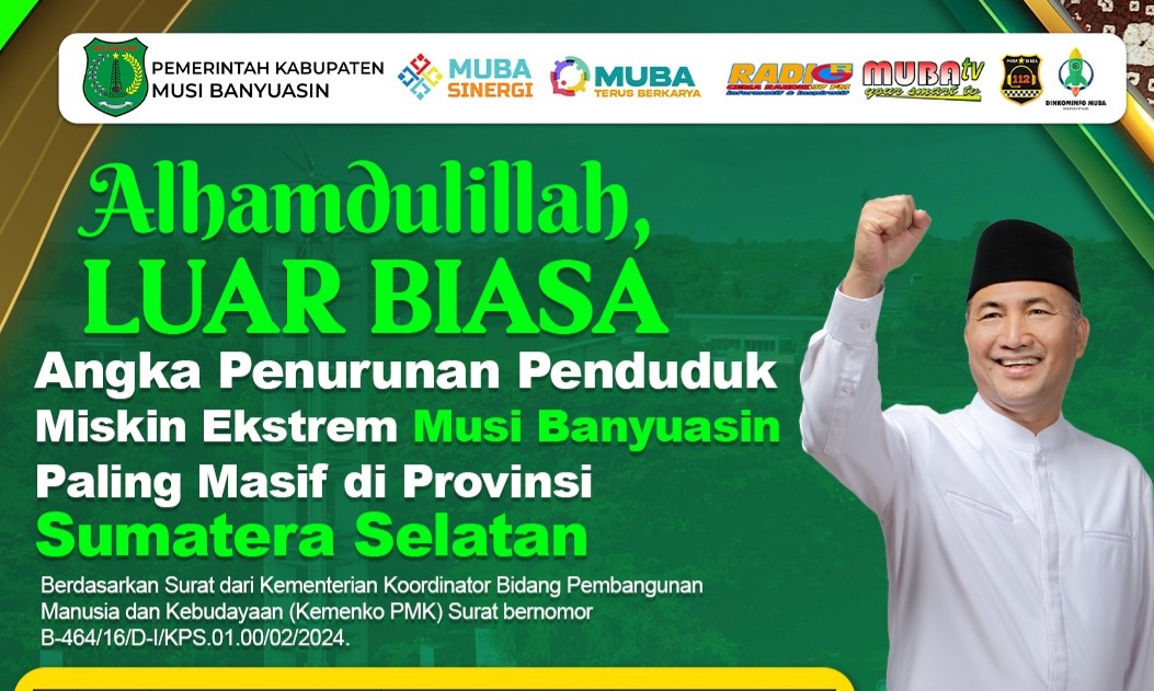 Ilustrasi Pj Bupati Muba, Apriyadi dan info penurunan angka komiskinan. Foto; Kominfo Muba.