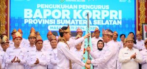 Pengukuhan pengurus Badan Pembina Olahraga Korp Korpri Sumsel di Griya Agung, Palembang, Rabu (20/3/2024). Foto: Humas Pemprov Sumsel.