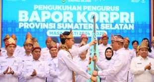 Pengukuhan pengurus Badan Pembina Olahraga Korp Korpri Sumsel di Griya Agung, Palembang, Rabu (20/3/2024). Foto: Humas Pemprov Sumsel.