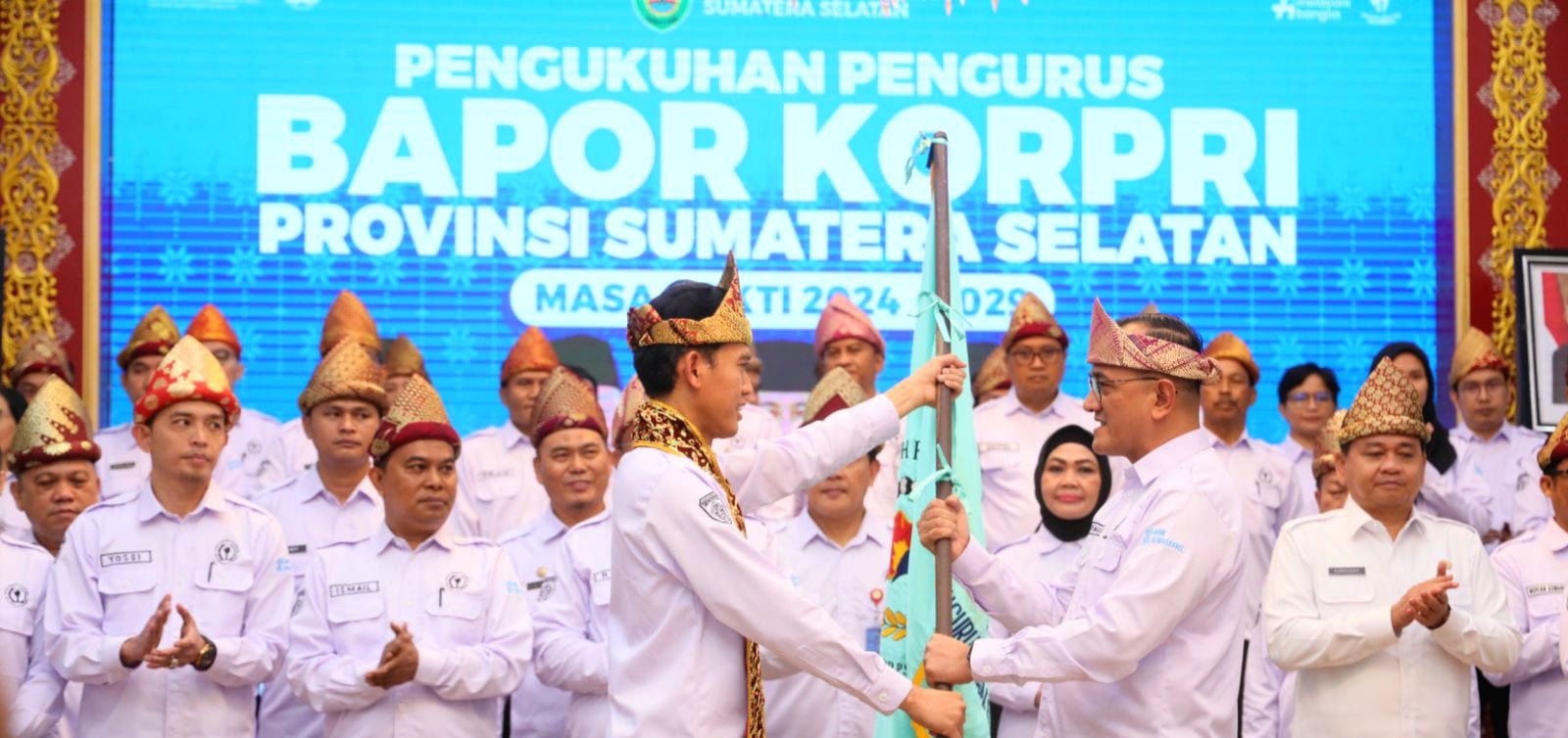 Pengukuhan pengurus Badan Pembina Olahraga Korp Korpri Sumsel di Griya Agung, Palembang, Rabu (20/3/2024). Foto: Humas Pemprov Sumsel.