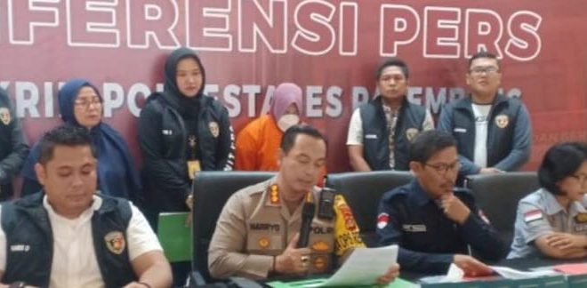 Kapolrestabes Palembang, Kombes Pol Harryo Sugihhartono ssat press confrence penangkapan penampungan TKI ilegal, Sabtu 9/3/2024), Foto: Sumselheadline/Ela.