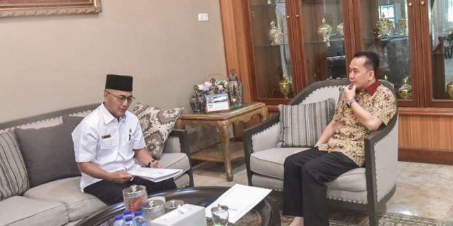 Pj Bupati Muba, Apriyadi berkunjung ke Pj Gubernur Sumsel, Agus Fatoni, Selasa (19/3/2024). Foto: Kominfo Muba.