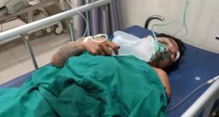 Arianto, warga Lorong Terusan Satu, Kelurahan 5 Ulu, Kecamatan SU I, Palembang, dirawat di RS, akibat dibegal tetangganya seniri, Sabtu (16/3/2024). Foto: Sumselheadline/Ela.