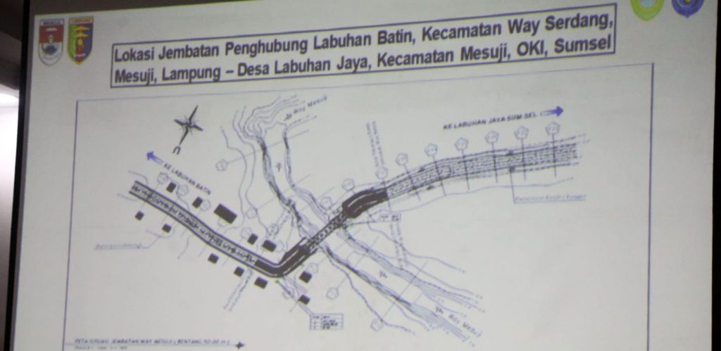 Grafis jembatan penghubung Kabupaten Mesuji, Lampung dan Kabupaten OKI, Sumsel. Foto: Dok Pemkab Mesuji.