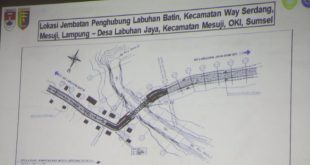Grafis jembatan penghubung Kabupaten Mesuji, Lampung dan Kabupaten OKI, Sumsel. Foto: Dok Pemkab Mesuji.