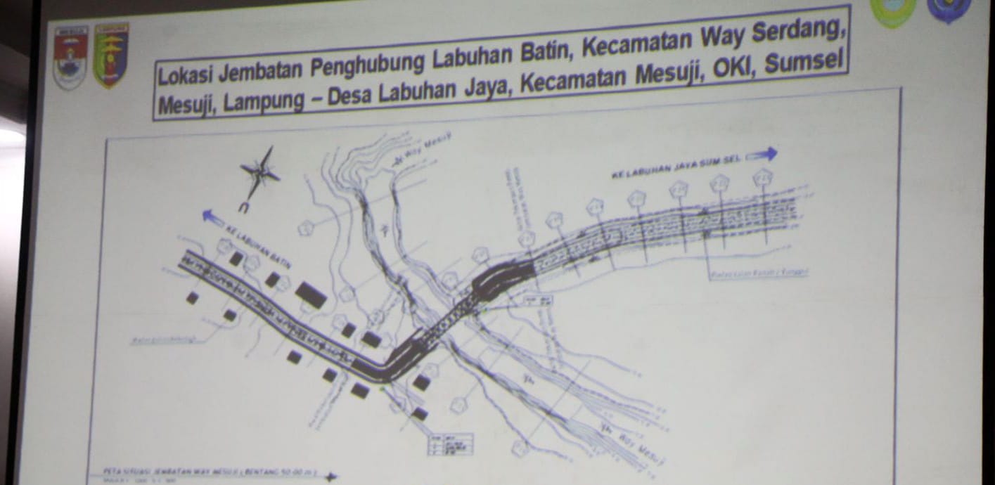 Grafis jembatan penghubung Kabupaten Mesuji, Lampung dan Kabupaten OKI, Sumsel. Foto: Dok Pemkab Mesuji.