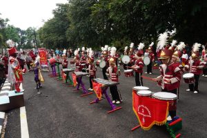 Lomba Marching Concert Gubernur Championship tahun 2024. Kegiatan ini berlangsung di Halaman Rumah Dinas Gubernur, Griya Agung Palembang, Sumatera Selatan, Sabtu (9/3/2024). Foto: Humas Pemprov Sumsel.