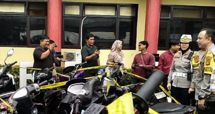 Tim Polrestabes Palembang mengamankan 131 kendaraan yang tak memiliki dokumen, Senin (18/3/2024). Foto: Sumselheadline/Ela.